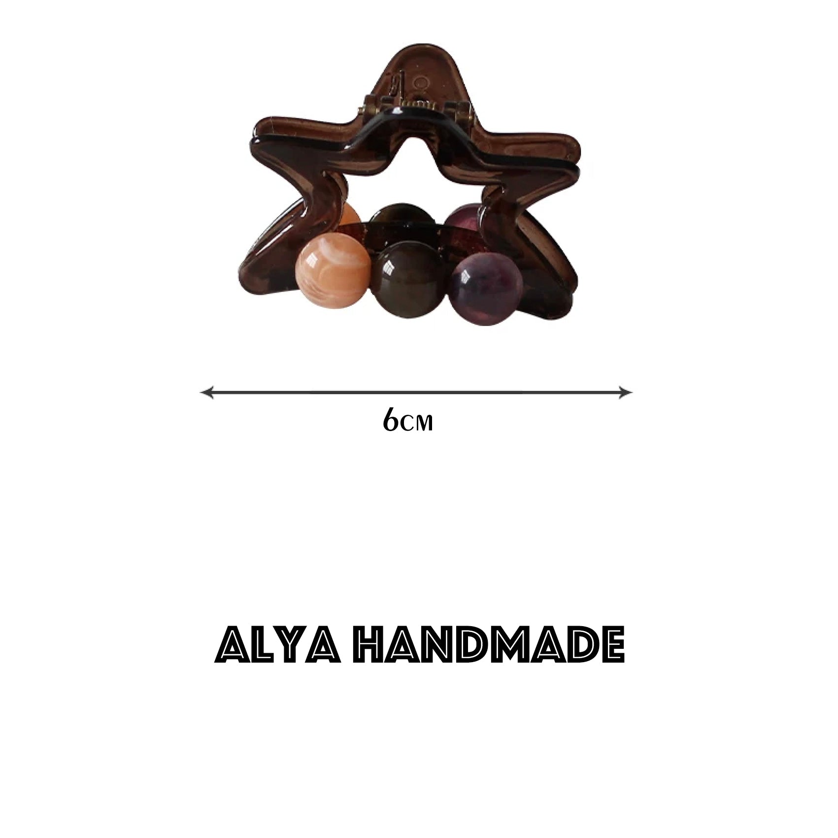 Round bead five pointed star half tied hair grab